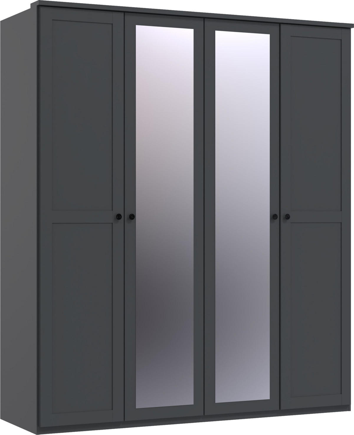 KLEIDERSCHRANK Chalet in Grafit - Drehtürenschrank 180 cm (mit Spiegel) - Grau, Holzwerkstoff (180/210/58cm)
