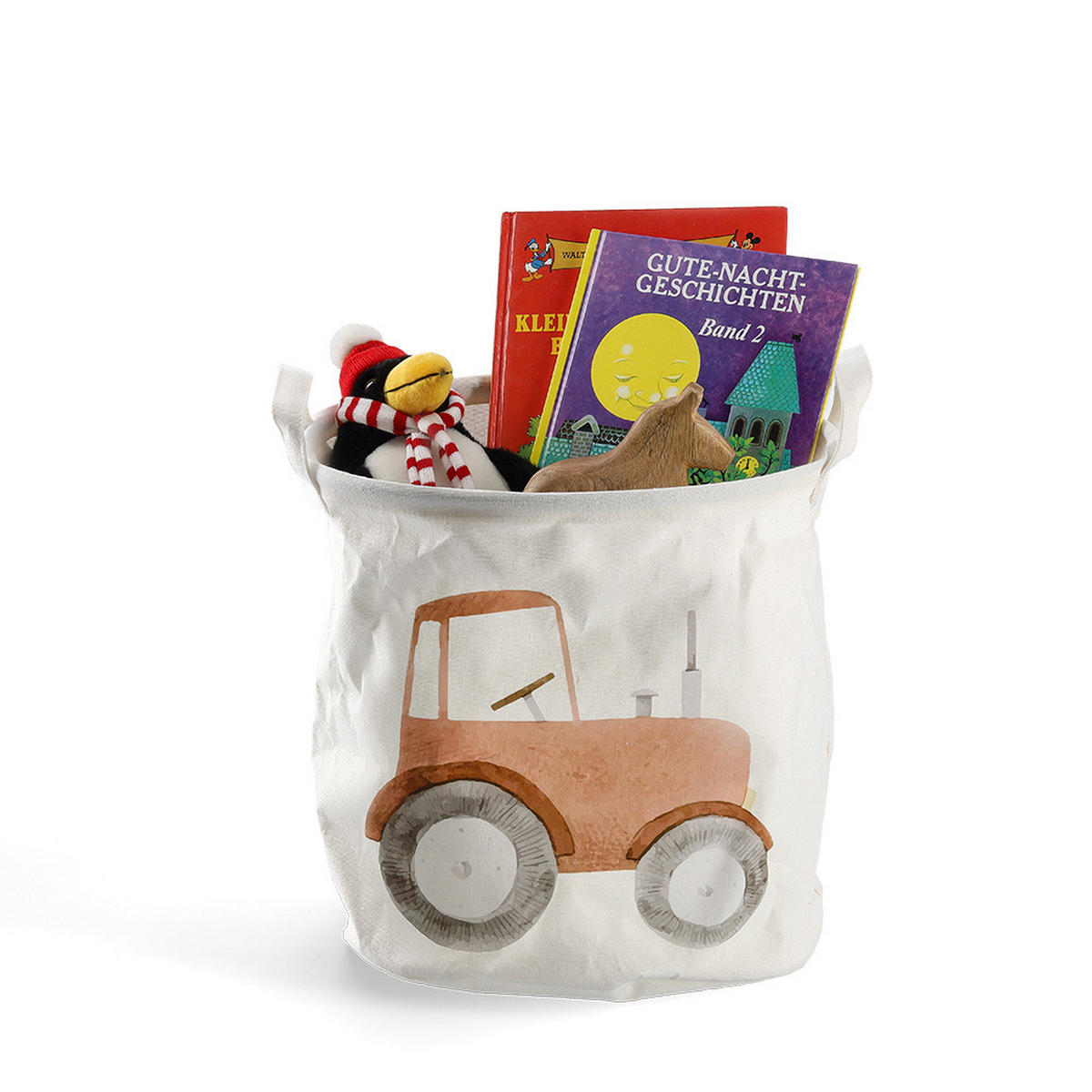 AUFBEWAHRUNGSKORB Traktor - Canvas, Weiß - Ø 30cm - Beige, Textil (30/30cm) - Zeller Present
