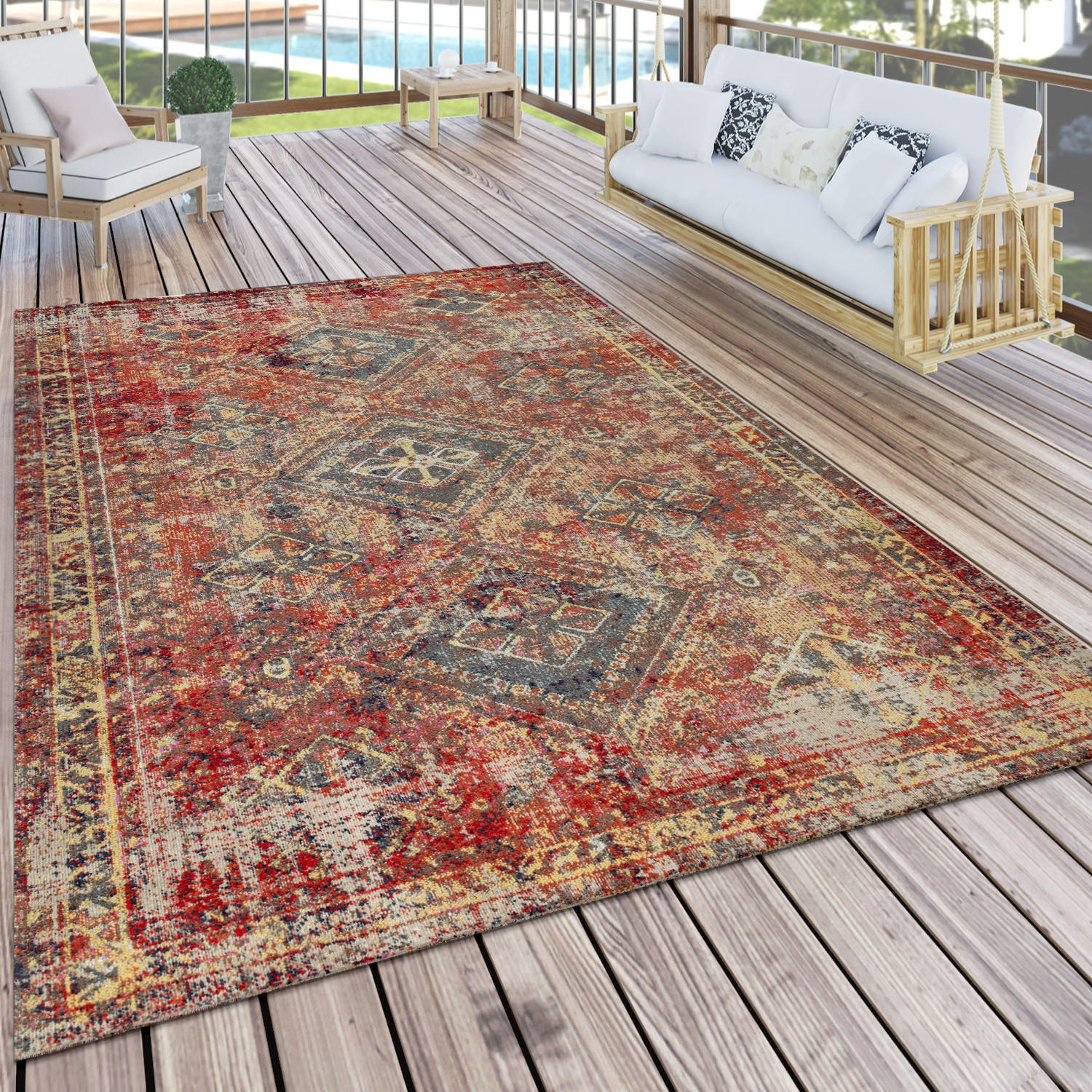 OUTDOORTEPPICH 120/170 cm Artigo 432 - Rot, Textil (120/170cm) - Paco Home