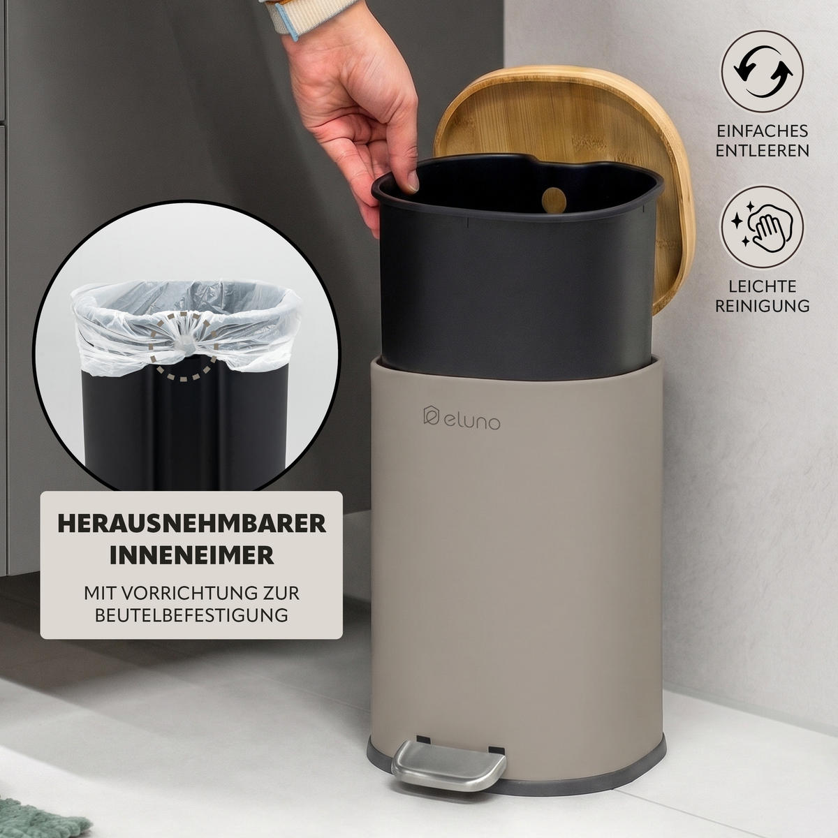 BADEZIMMER-SET FRAMURA 2tlg., braun - Braun, Metall (18.5/27.5/23cm) - eluno