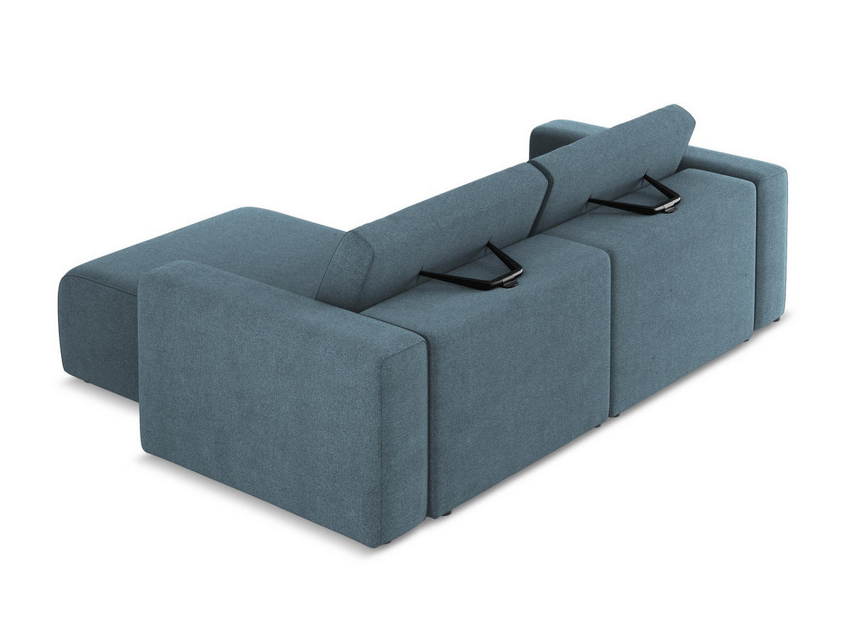 ECKSOFA Rechts Strukturstoff Stoff Blau - Blau/Schwarz, Kunststoff/Textil (224/167cm) - Makamii