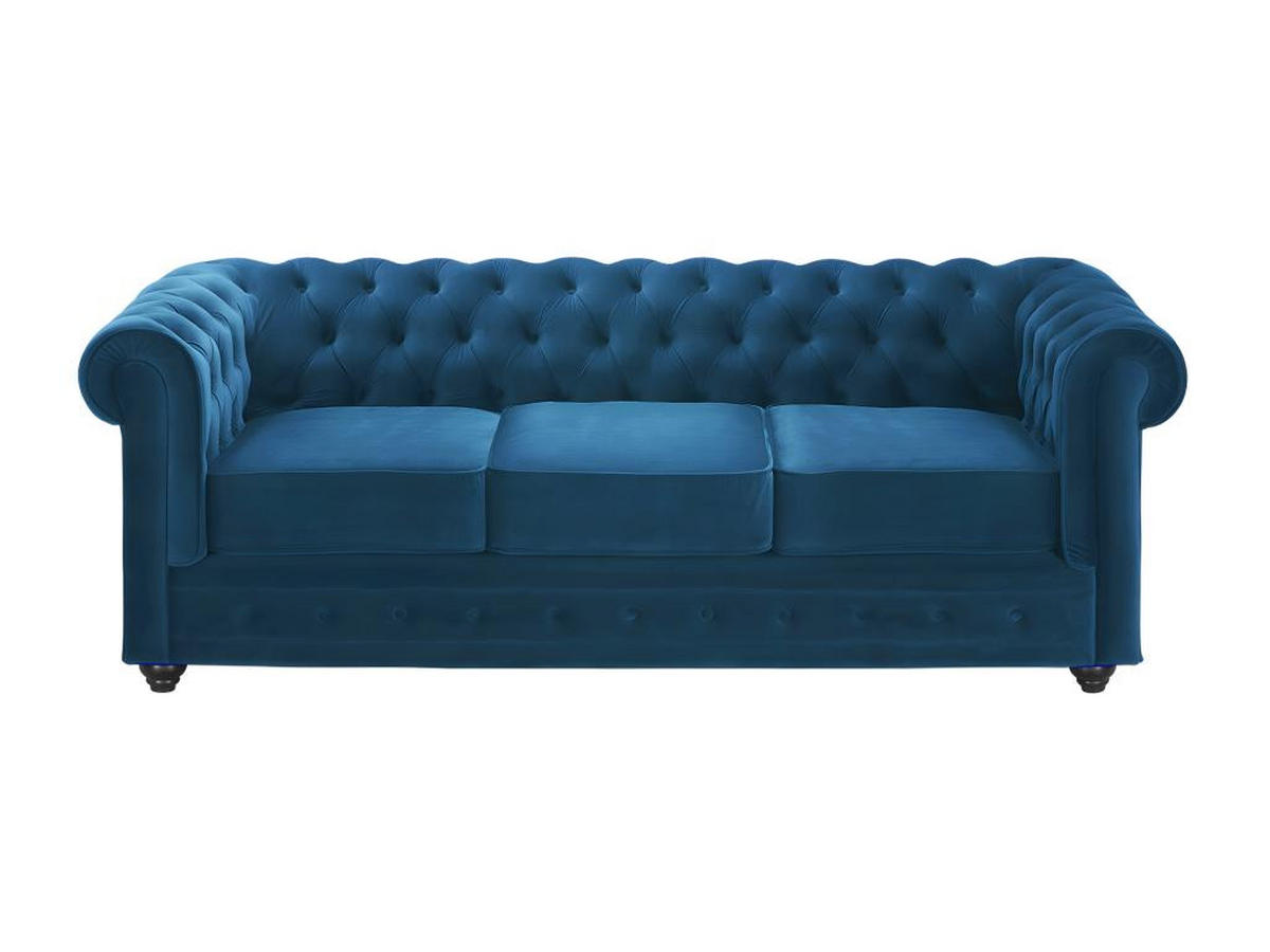 COUCHGARNITUR 3+1 - Samt - Grünblau - CHESTERFIELD - Petrol, Textil (88/72/205cm) - Vente-Unique