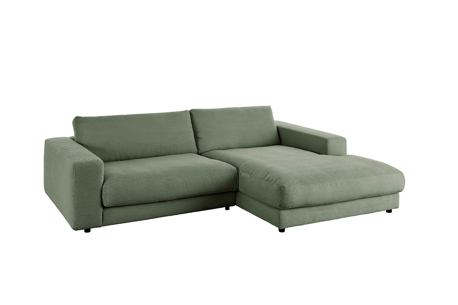 ECKSOFA MADELINE Grün Cord - Schwarz/Olivgrün, Kunststoff/Textil (270/190cm) - KAWOLA