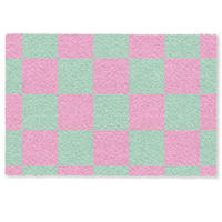 FUSSMATTE Schachbrettmuster - Grün - Rosa - Würfel Fußabtreter 90x60 cm - Mintgrün, Kunststoff (90/0.4cm) - MuchoWow