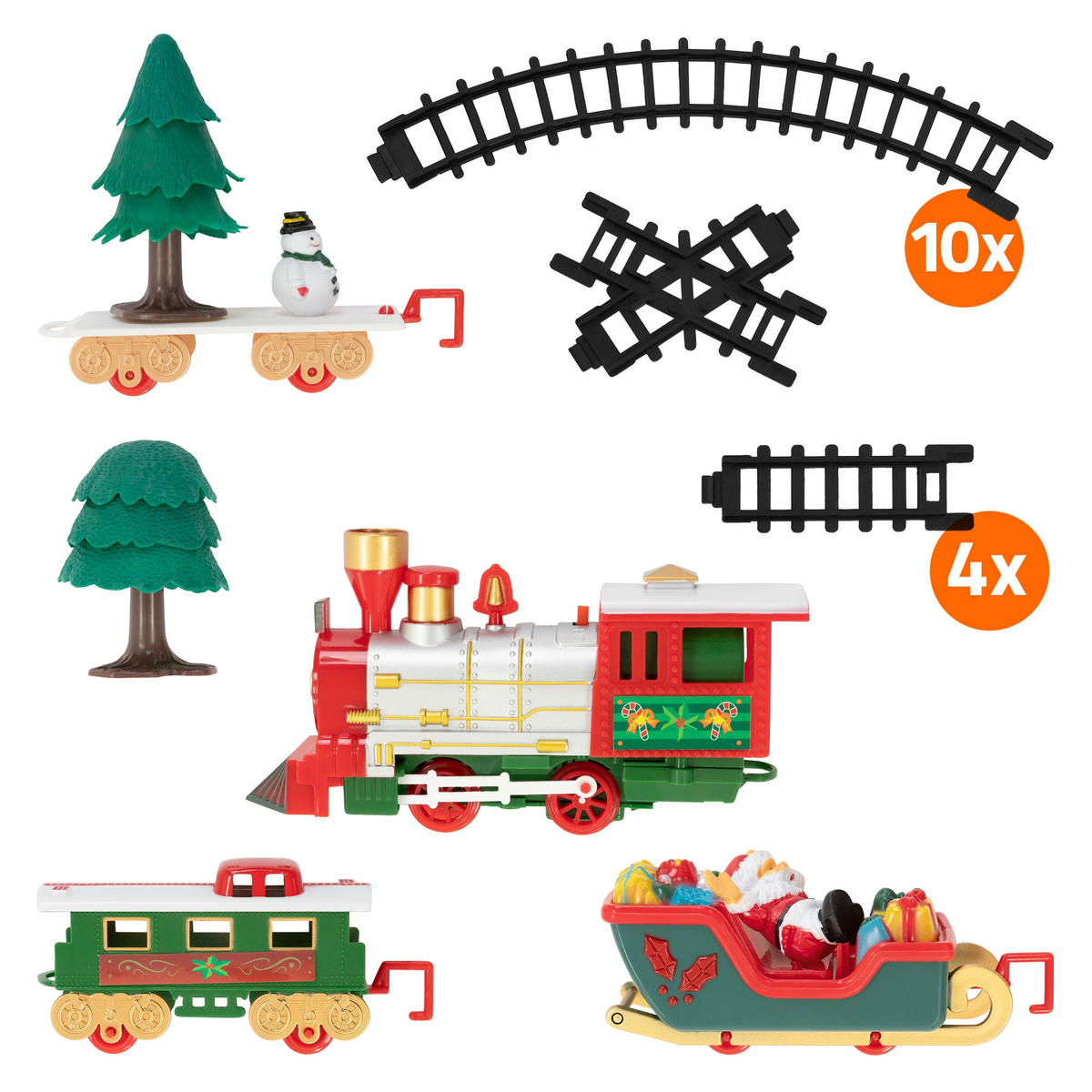 WEIHNACHTSZUG Set 22 Teile - Multicolor, Kunststoff (91/10/44cm) - ECD-Germany