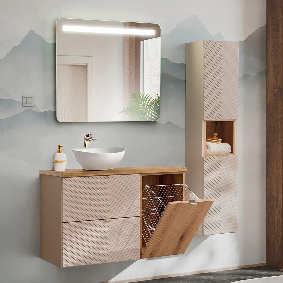 BADMÖBEL 100.4cm Manoa 2er-Set Kaschmir - Beige, Holzwerkstoff (100.4/59/40cm) - Petits-meubles