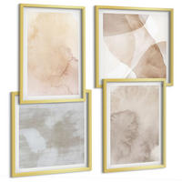 BILDER SET 4er Set - 50x50 cm & 40x60 cm Goldrahmen - Warme Aquarell-Pastelltexturen - Goldfarben, Kunststoff (50/50cm) - TULUP
