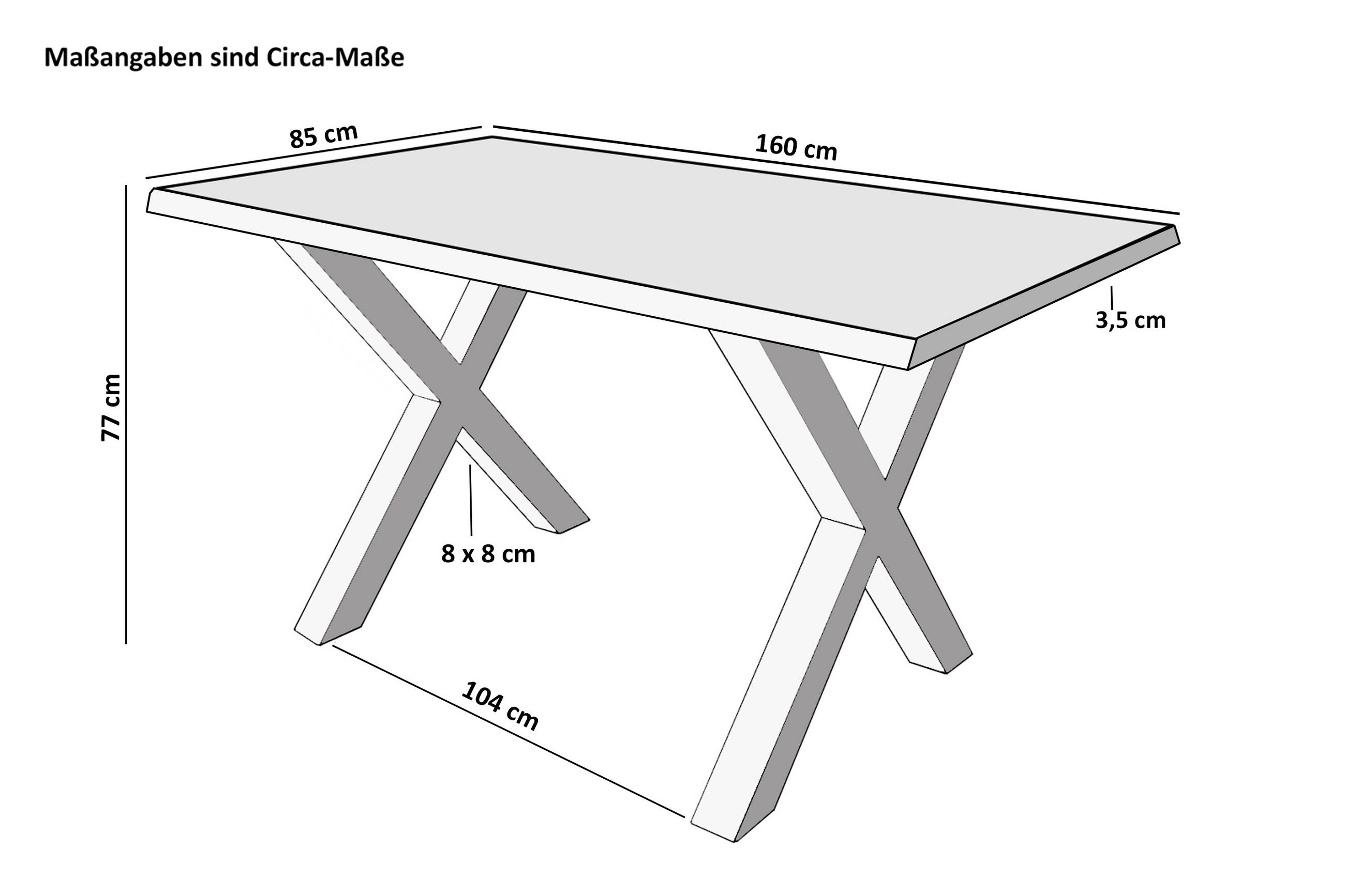 Thumbnail - SAM Esstisch, Braun, Holz, Echtholz,Akazie, Rechteckig,Quadratisch, X-Form, 160x77x85 cm, Esszimmer, Tische, Esstische
