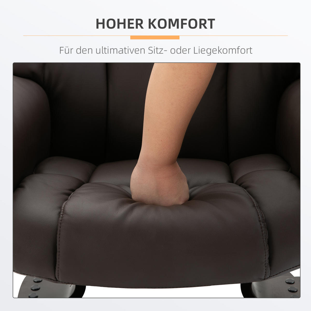 RELAXSESSEL Massagesessel mit Fußhocker Liegefunktion Braun 79 x 82 x 101 cm - Braun, Holz/Metall (82/101/79cm) - HOMCOM