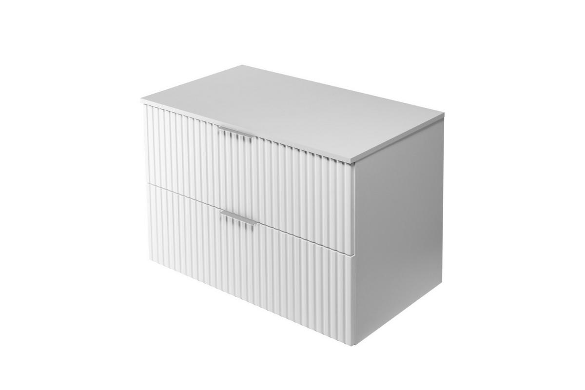 WASCHBECKUNTERSCHRANK, Weiß, 80 x 57 x 46 cm, silberner Griff + Arbeitsplatte - Silberfarben/Weiß, Holzwerkstoff (80/57/46cm) - 3XE LIVING