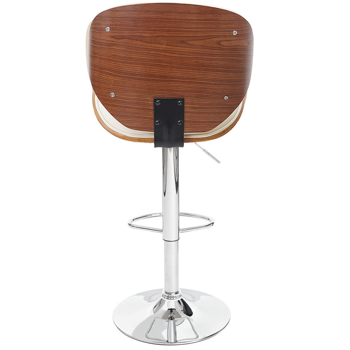 BARHOCKER höhenverstellbar mit Lehne Sitzhöhe 62-84cm Holz Bugholz Retro-Design Walnuss-Optik Kunstleder Creme - Weiß, Kunststoff (49/116/47cm) - PROREGAL