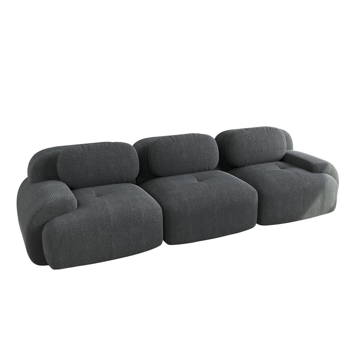 ECKSOFA modular, rahmenlos mit ergonomischen Armlehnen und rutschfester Unterseite, Grau - Grau, Textil (298/103cm) - Redom