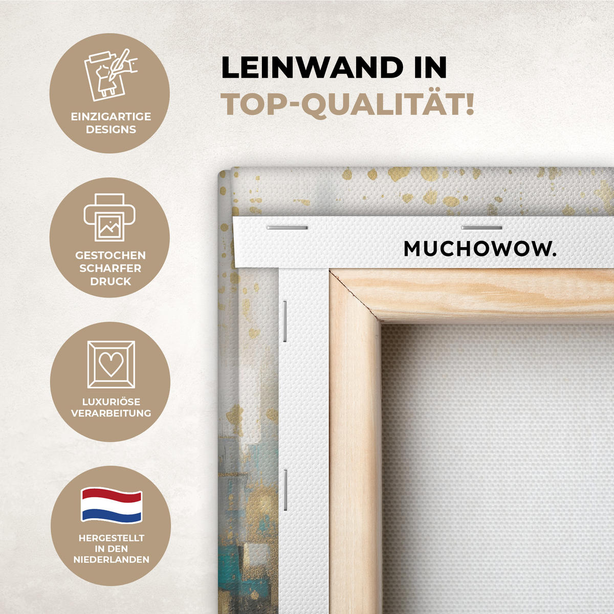 LEINWANDBILD Abstrakt - Blöcke - Gold - Skyline Room Decor 30x40 cm - Beige, Textil (30/40cm) - MuchoWow