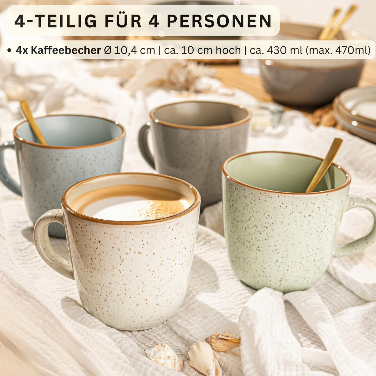 KAFFEEBECHER SET RIO - 4 teilig aus Steingut - Multicolor, Keramik (0.43L) - Sänger