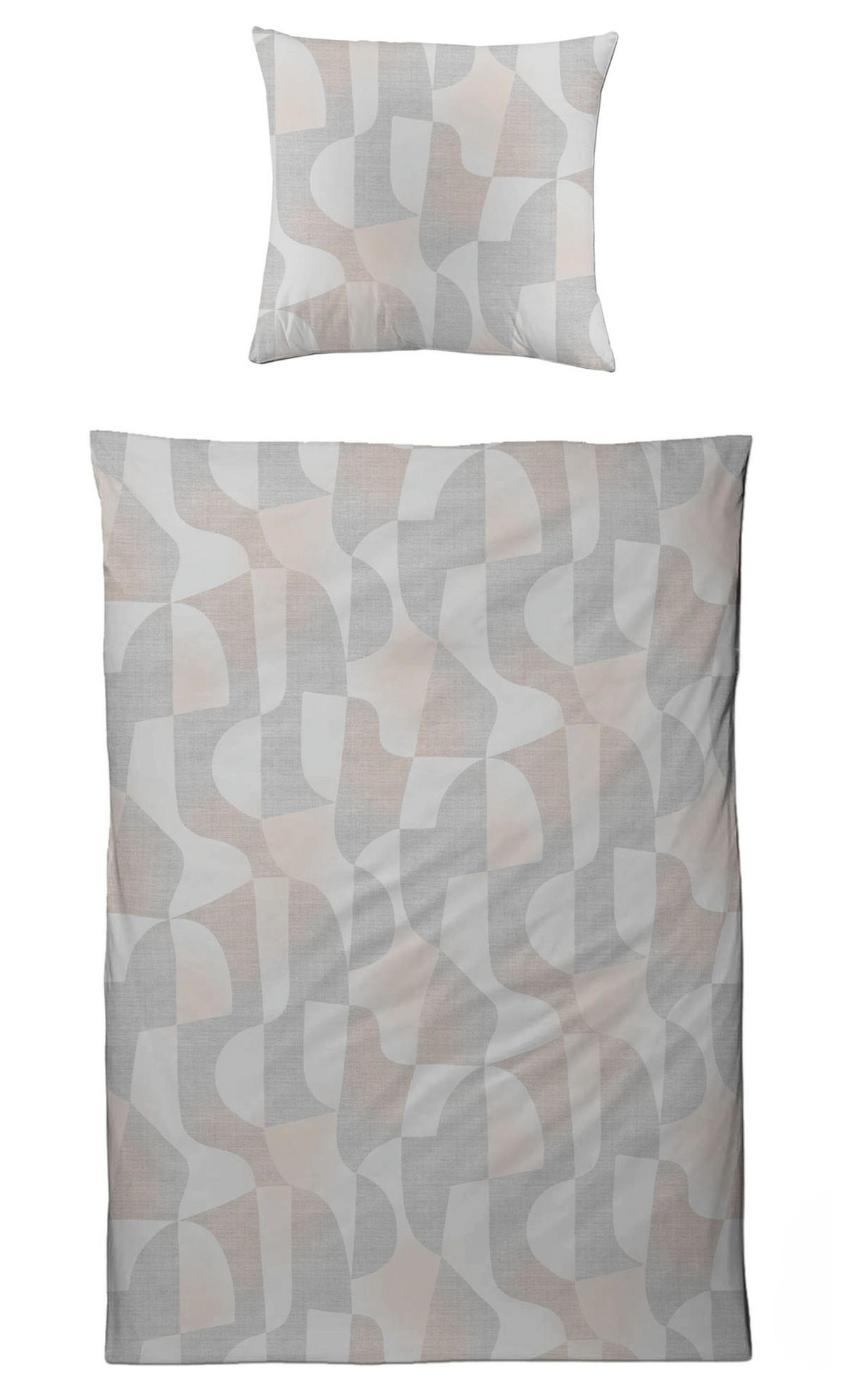 INTERLOCK-JERSEY-BETTWÄSCHE 155x220 Mosaik Muster Bettbezug Baumwolle Grau - Made in Germany - Grau, Textil (155/220cm) - Carpe Sonno