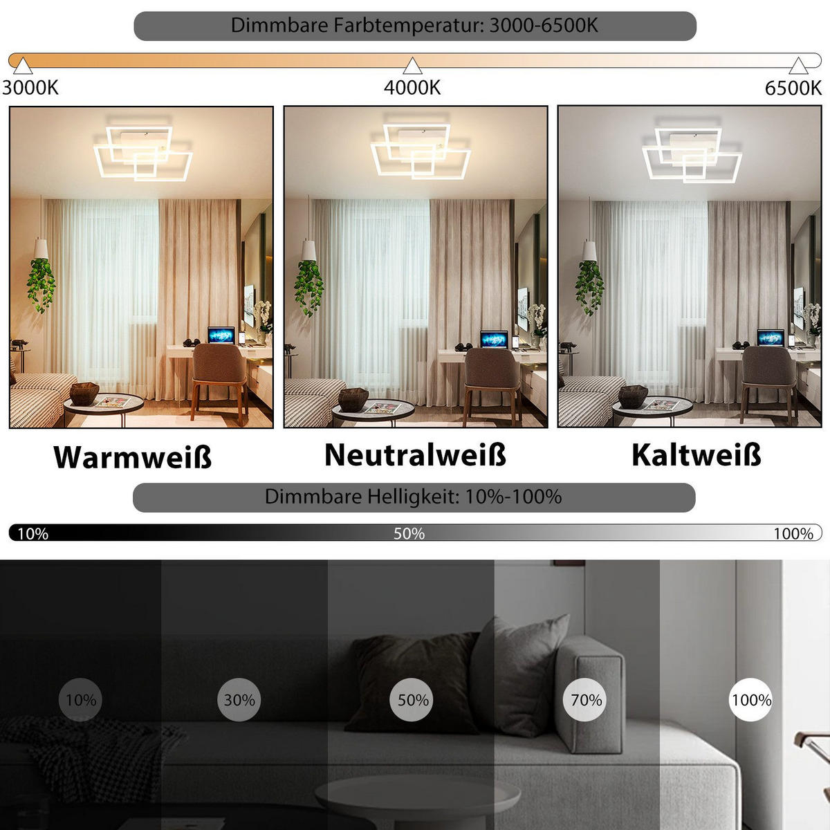 LED-DECKENLEUCHTE Maloney 40/40/9 cm - Weiß, Metall (40/40/9cm) - Nettlife