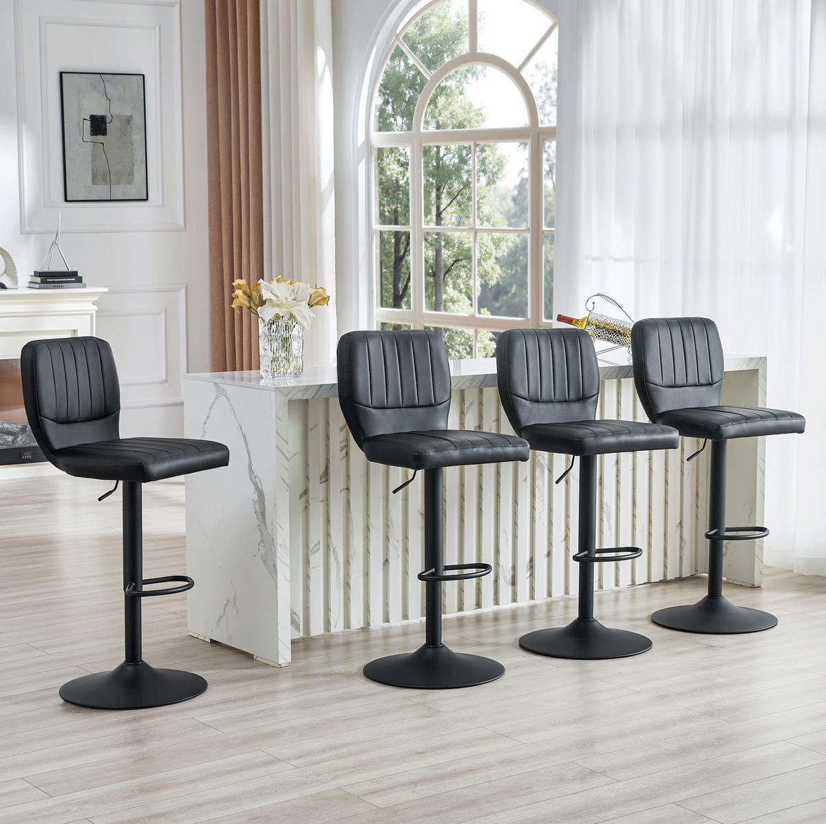 BARHOCKER höhenverstellbar 62-83 cm Schwarz - Schwarz, Metall (45/114/52cm) - Meubliv
