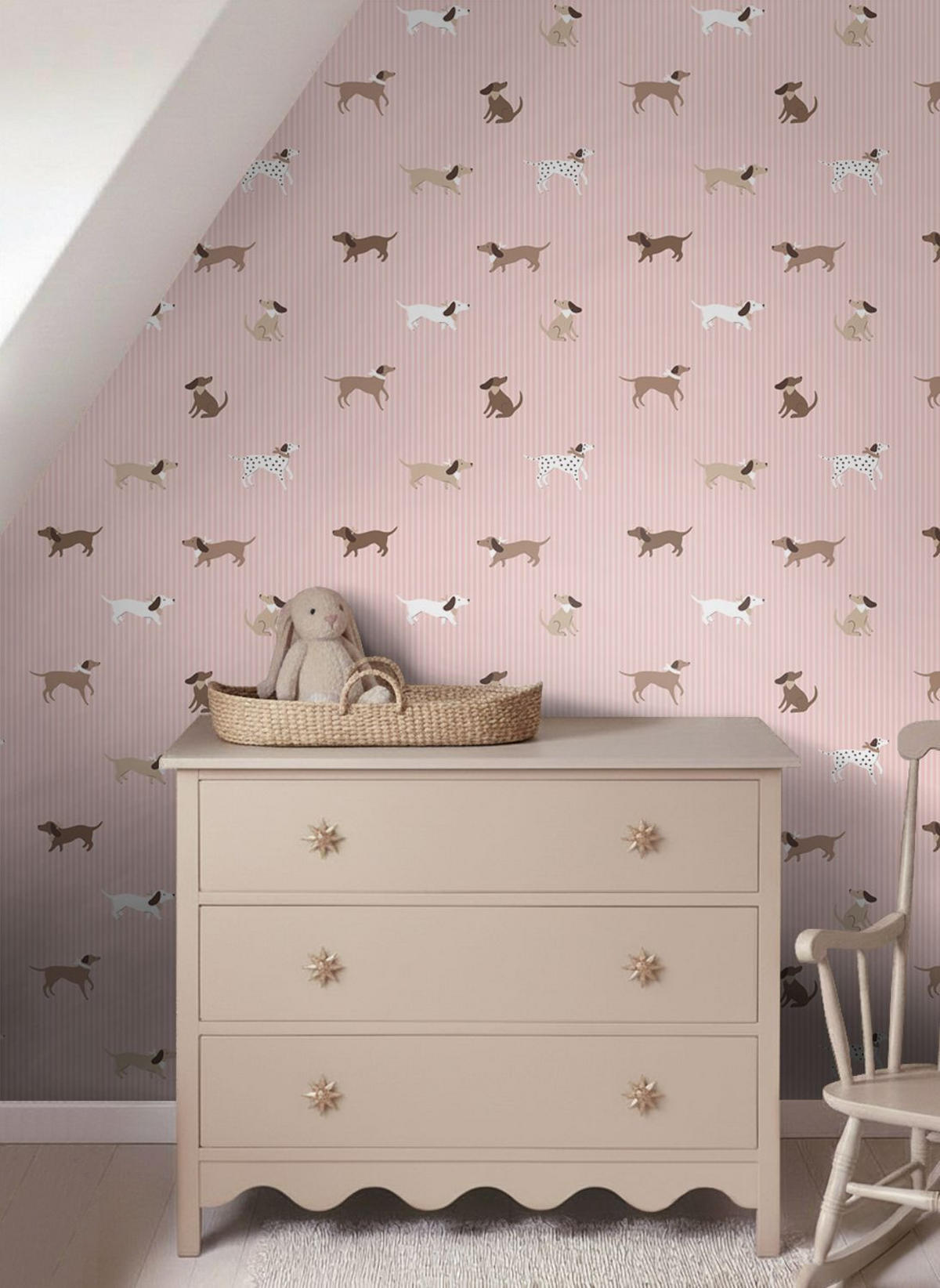 TAPETE Hunde 50 x 900 cm - Pink, Papier (50/0.1cm) - ESTAhome