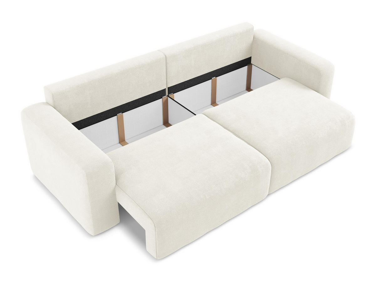 3-SITZER SOFA mit Schlaffunktion Chenille Stoff Weiß - Pink/Schwarz, Kunststoff/Textil (244/79/102cm) - Makamii