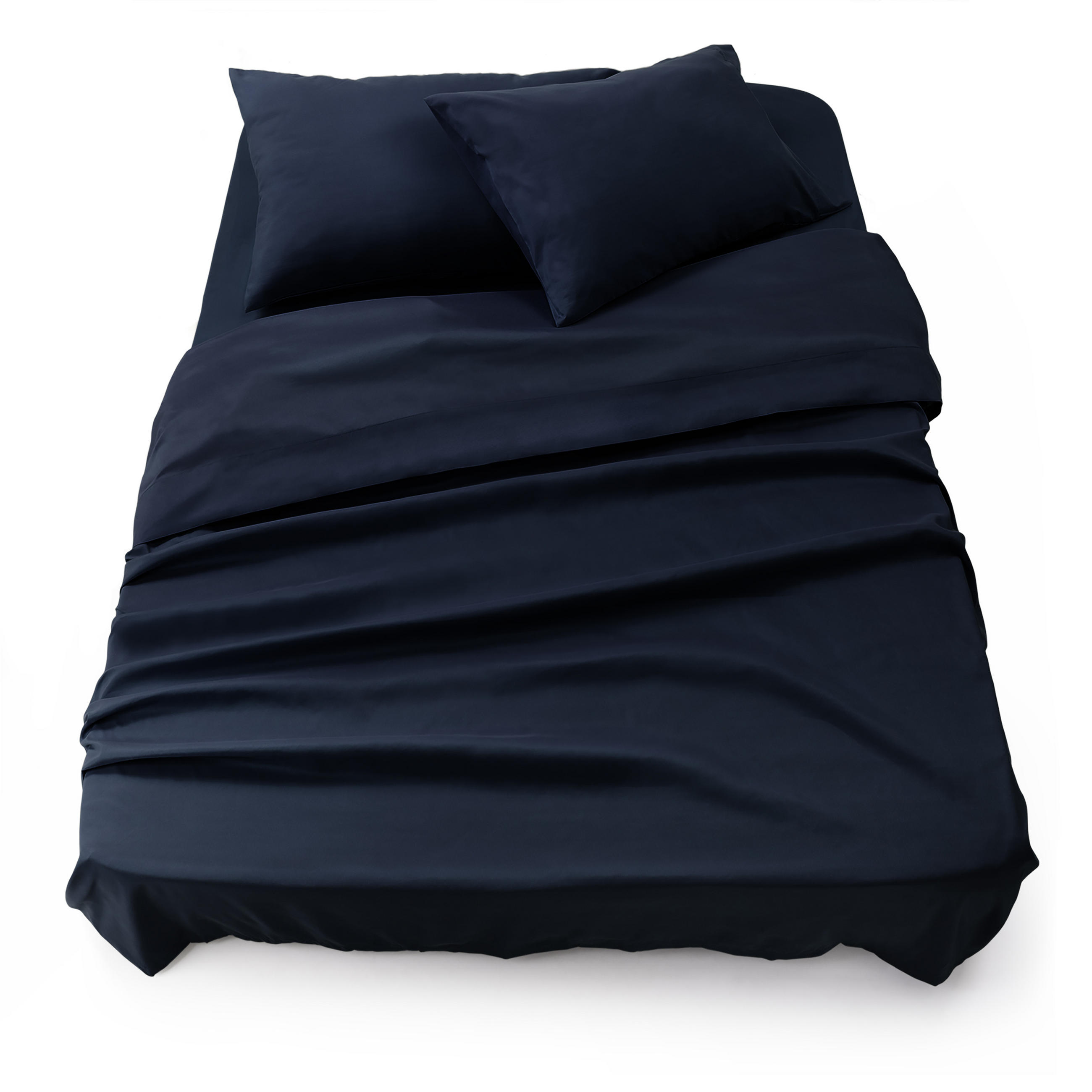 BETTLAKEN 3er Set - Spannbettlaken 160x200x30cm 2X Kissenbezug 50x80cm - Dark Ocean Blue - Dunkelblau, Textil (160/200cm)