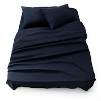 BETTLAKEN 3er Set - Spannbettlaken 180x200x30cm 2X Kissenbezug 50x80cm - Dark Ocean Blue - Dunkelblau, Textil (180/200cm)