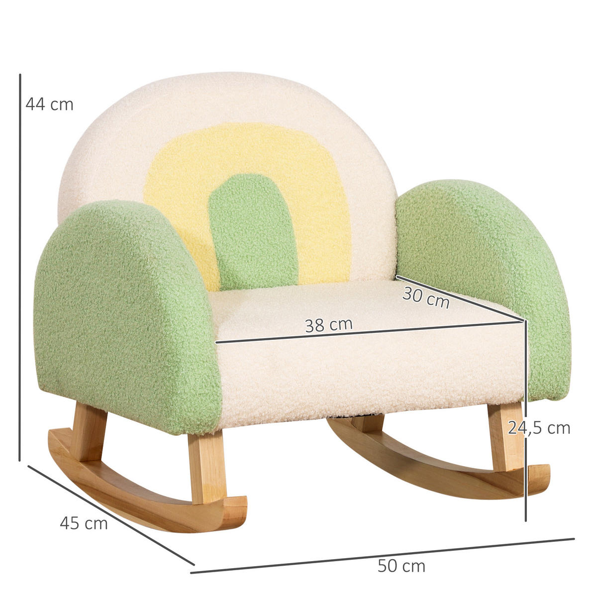 KINDERSOFA, Grün, Lammfellimitat - Grün, Holz (45/44/50cm) - HOMCOM