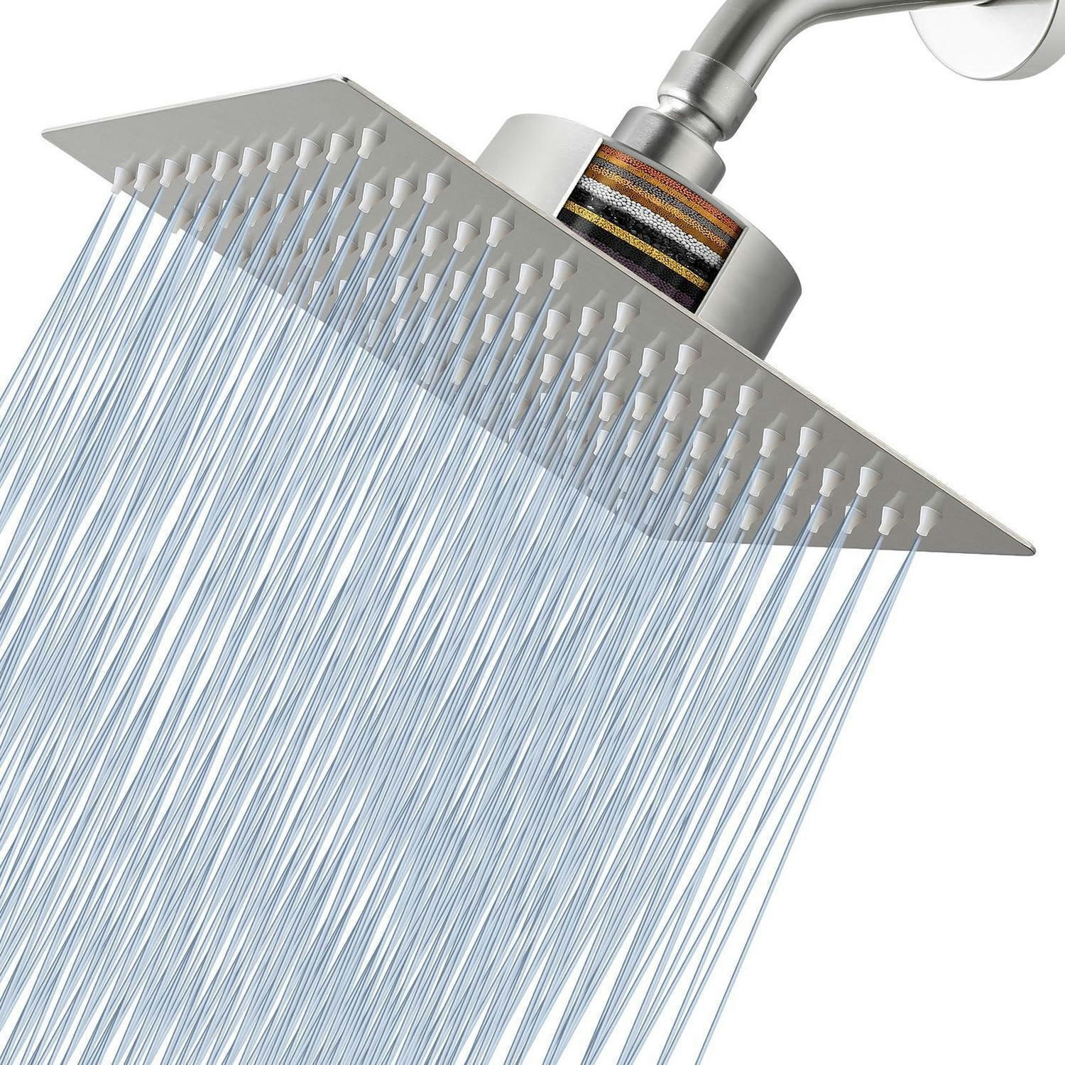 REGENDUSCHKOPF mit Filter 20 cm Nickel Gebürstet - Silberfarben, Metall (20/2/20cm)
