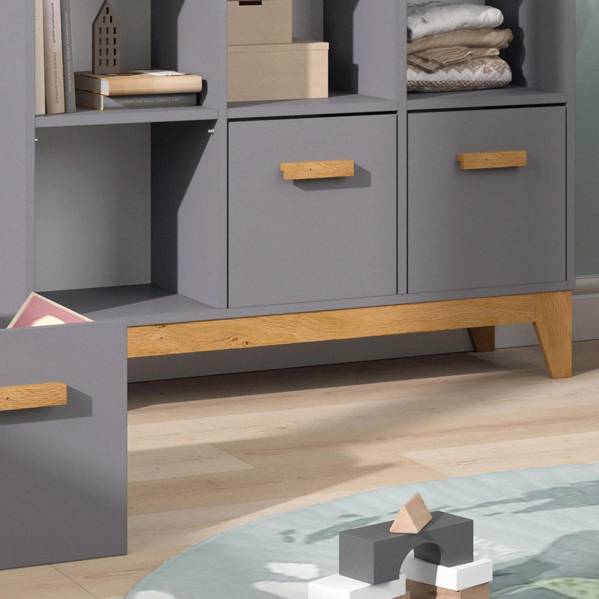 SPIELZEUGSCHRANK Malia Grau 98.4 x 113.4 cm - Grau, Holzwerkstoff (98.4/113.4/32.6cm) - VitaliSpa