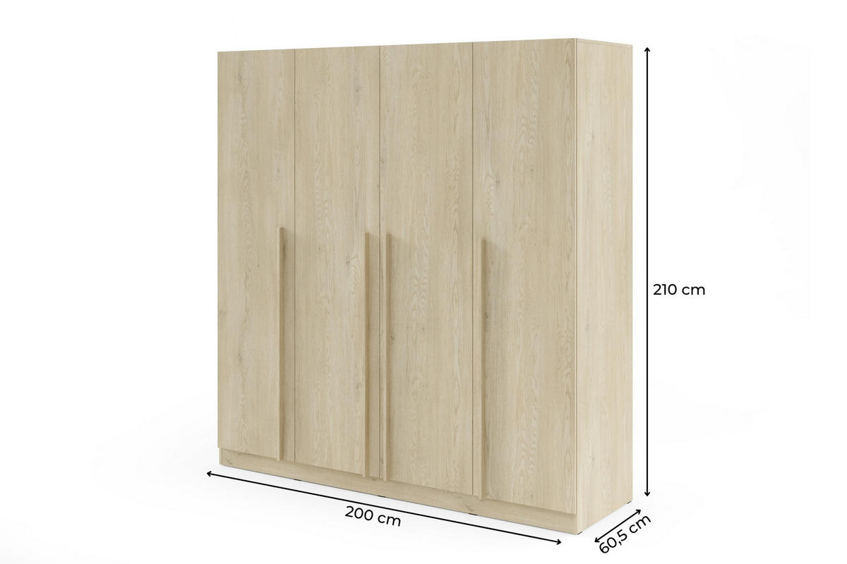 DREHTÜRENSCHRANK BRISSO BR1 200/210/60,5 cm in Eiche Ceremona - Eichefarben, Holzwerkstoff (200/210/61cm) - Deine Möbel 24