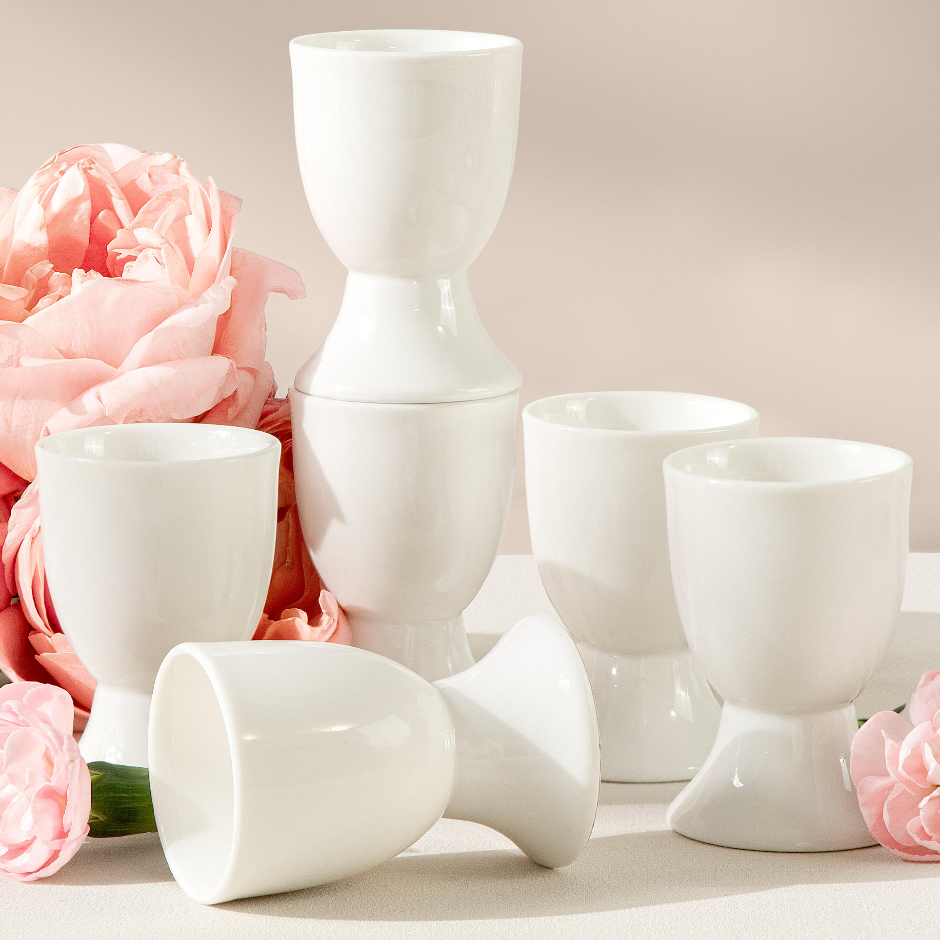 EIERBECHER-SET AD BELLA 6-tlg,Porzellan, ecru - Ecru, Keramik (4.8/7/4.8cm) - KONSIMO®