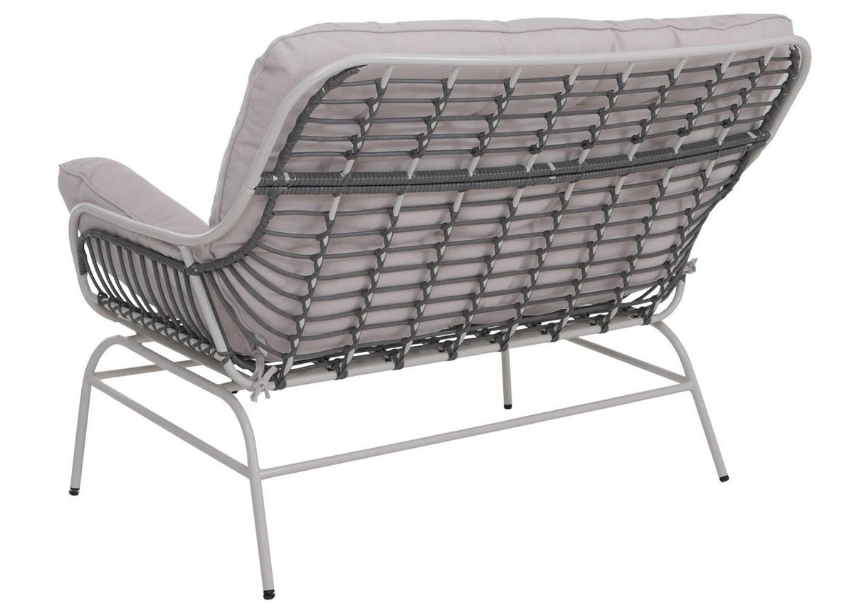 GARTENSOFA 2er Hellgrau Polster Beige - Grau, Metall (121/93/87cm) - PROREGAL