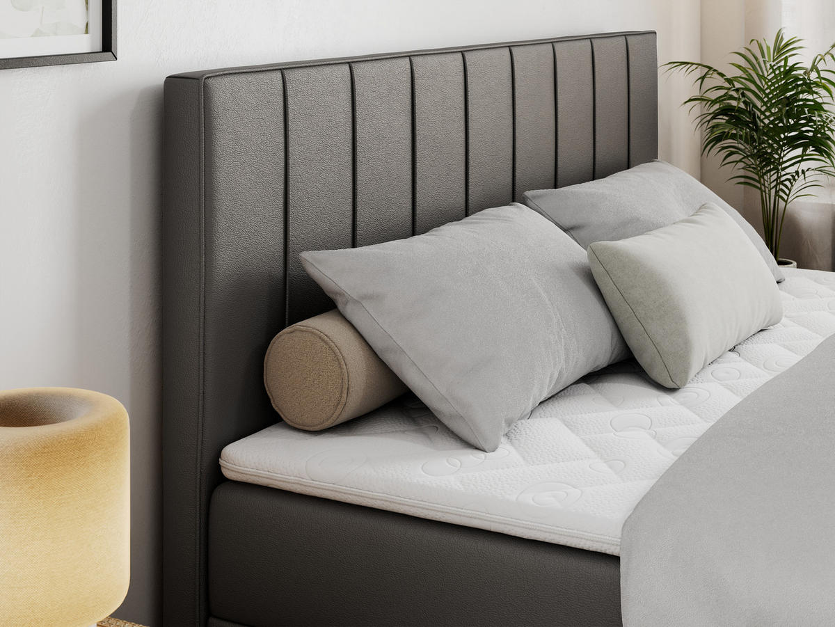 BOXBETT ALLY 120/200 Dunkelgrau Kunstleder - H4 - Dunkelgrau, Holz/Textil (120/200cm) - MKS