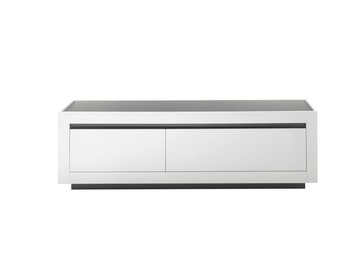 LOWBOARD M11 Weiß & Anthrazit 180/56/50 cm breit - Weiß, Holzwerkstoff (180/56/50cm) - Livojo