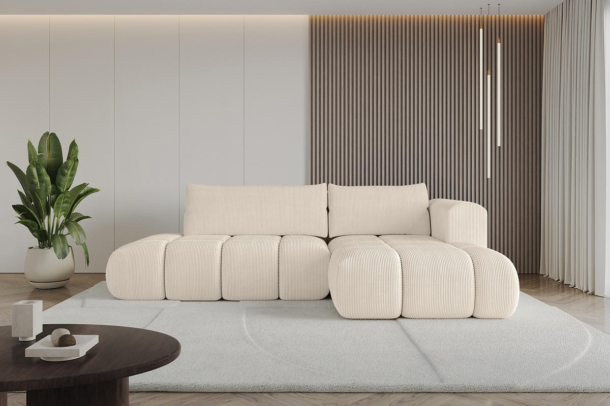 ECKSOFA Ottomane Rechts CLOUD-L 289x180x40 Beige Cord - Beige, Holzwerkstoff/Kunststoff (289/180cm) - ALTDECOR