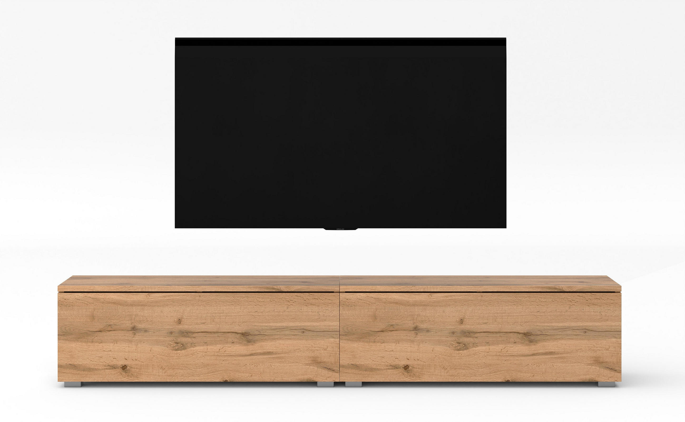 LOWBOARD Loriano 3x100 Eiche Wotan 300/36,5/32 cm – Hängend und Stehend - Braun, Holzwerkstoff/Kunststoff (200/36.5/32cm) - AX Living