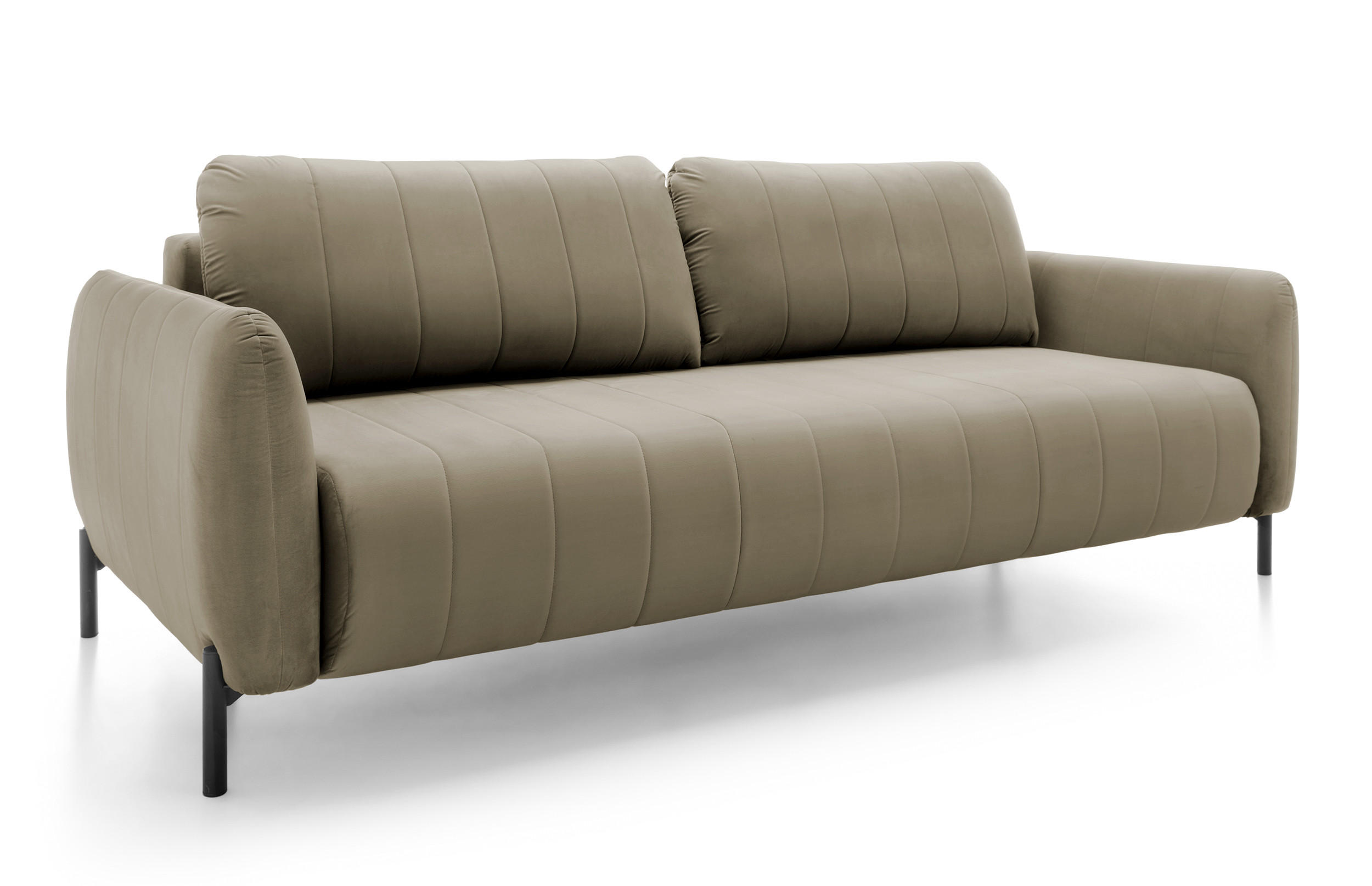 SCHLAFSOFA Neva Beige Velours 234 cm - Beige/Schwarz, Textil/Metall (234/90/100cm) - Selsey