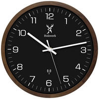 WANDUHR Holz Designer SEGEBERG (FUNK) Loft Wand Uhr, braun, schwarz - Dunkelbraun/Schwarz, Glas/Holz (30/30/4.2cm) - Holzwerk