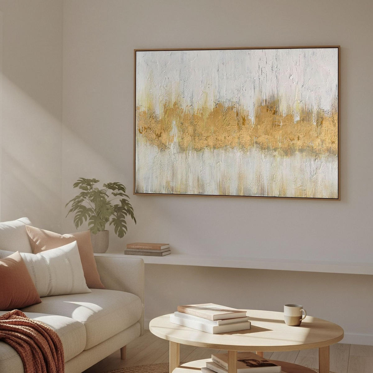 ACRYLBILD HANDGEMALT 90/60 cm - Weiß, Holz/Textil (90/60cm) - KUNSTLOFT