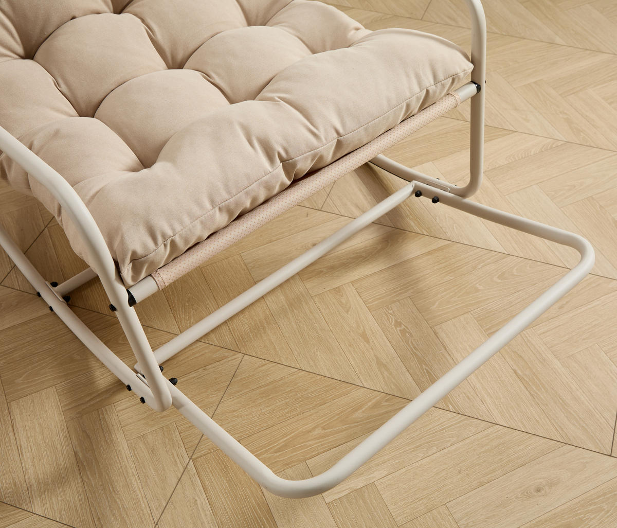 SCHAUKELSTUHL mit Dickem Kissen,Beige Metallrahmen für Garten Balkon Wohnzimmer - Beige, Metall (75/82/116cm) - PARAFTA HOME