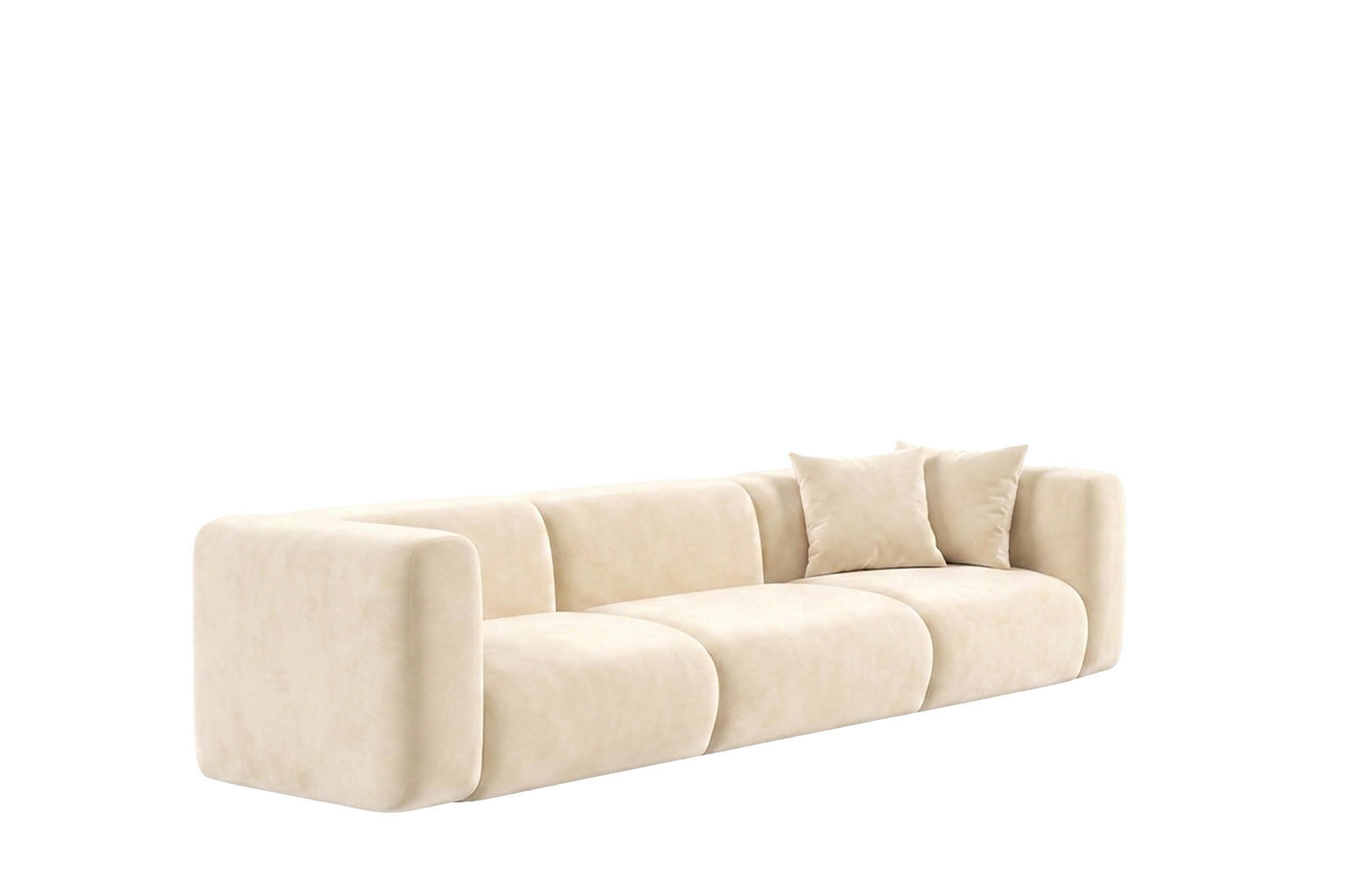 SOFA 3-Sitzer, Velvet-Stoff Bluvel, Creme, GRETA - Creme, Holz (319/70/89cm) - Kaiser Möbel