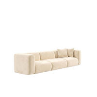 SOFA 3-Sitzer, Velvet-Stoff Bluvel, Creme, GRETA - Creme, Holz (319/70/89cm) - Kaiser Möbel