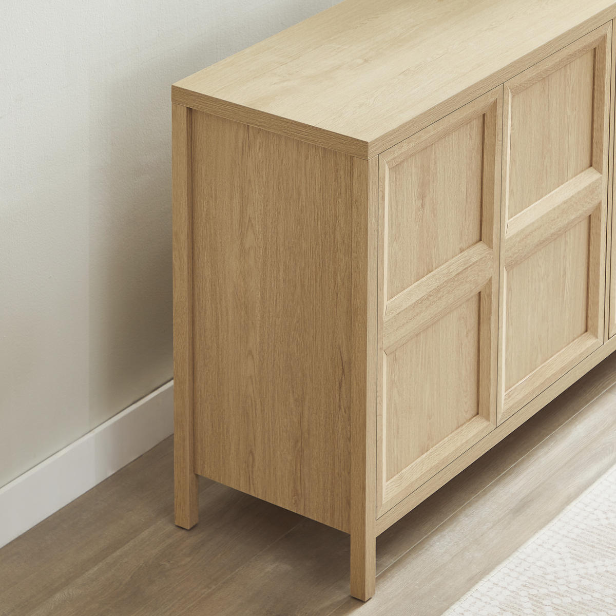 SIDEBOARD in Eichefarben mit 3D-Holzstruktur für Wohnzimmer, B160/T40/H80 cm - Eichefarben, Holzwerkstoff/Metall (160/80/40cm) - STILVORA
