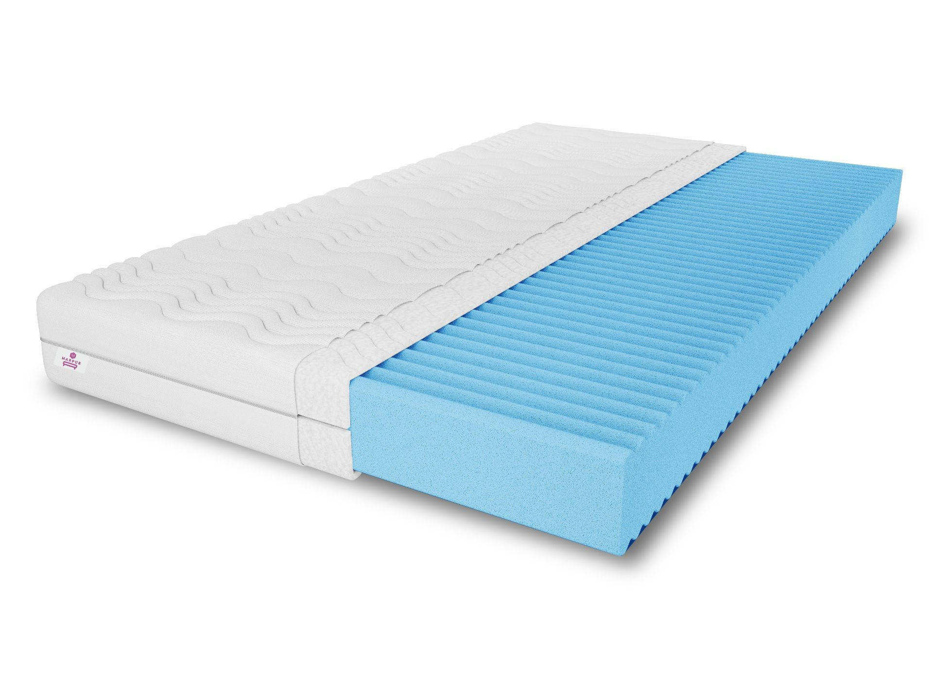 SCHAUMMATRATZE Natural mit Massageschicht, 120x200 cm, Höhe 10 cm, H3, Aloe Vera - Weiß, Textil (120/200cm) - Marpur