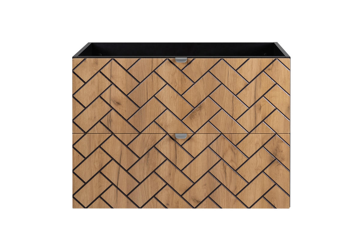 WASCHBECKUNTERSCHRANK TREND Craft Eiche/Schwarz Matt 80/46/60 cm - Eichefarben/Schwarz, Holzwerkstoff (80/60/46cm) - Rodan