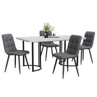 ESSGRUPPE Esstisch 4 Stühle MDF Weiß Grau 140x80cm - Multicolor, Holzwerkstoff (140/75/80cm) - FLIEKS