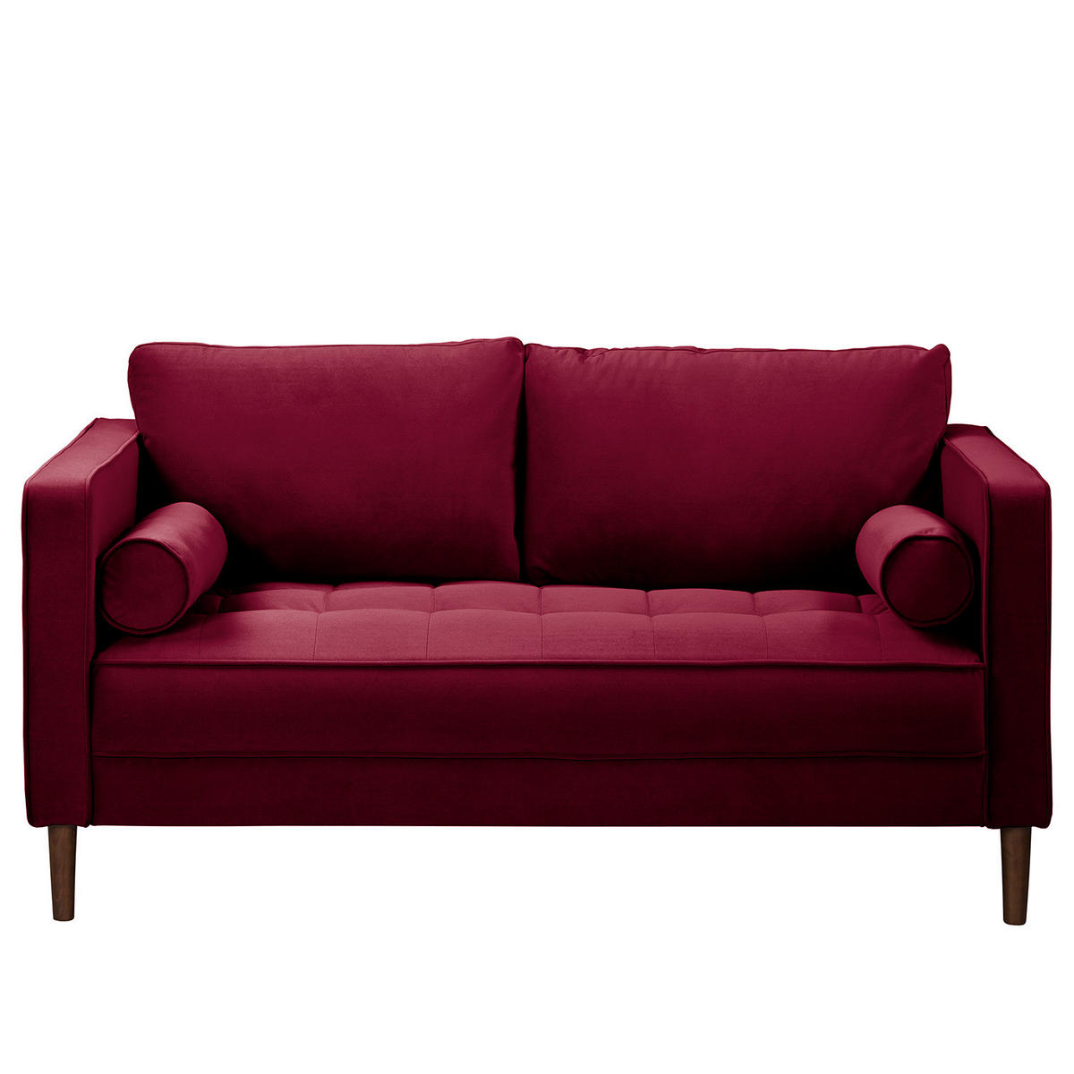 2-SITZER SOFA - Samt - Dunkelrot, Textil (150/80/86cm) - home24