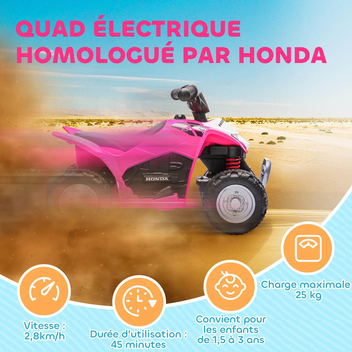 ELEKTRO-QUAD DE-13081 LED-Scheinwerfer Rosa - Pink, Kunststoff (65.5/38.5/43.5cm) - ComfortXL