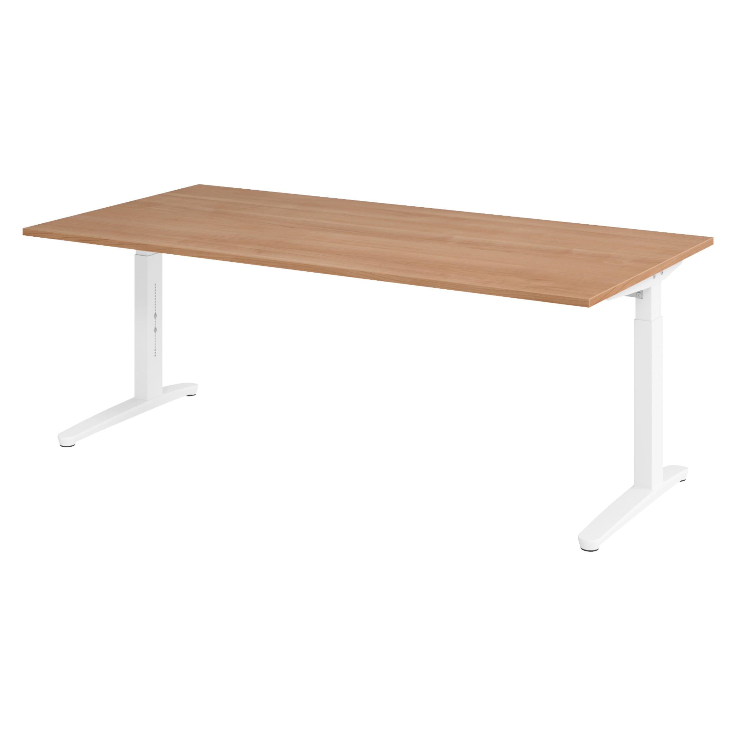 bümö Schreibtisch Nussbaum, Weiß 200x74x100 cm