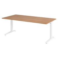 SCHREIBTISCH Serie-XB 100/200/74 cm in Nussbaumfarben/Weiß - Nussbaumfarben/Weiß, Holzwerkstoff (100/200/74cm) - bümö