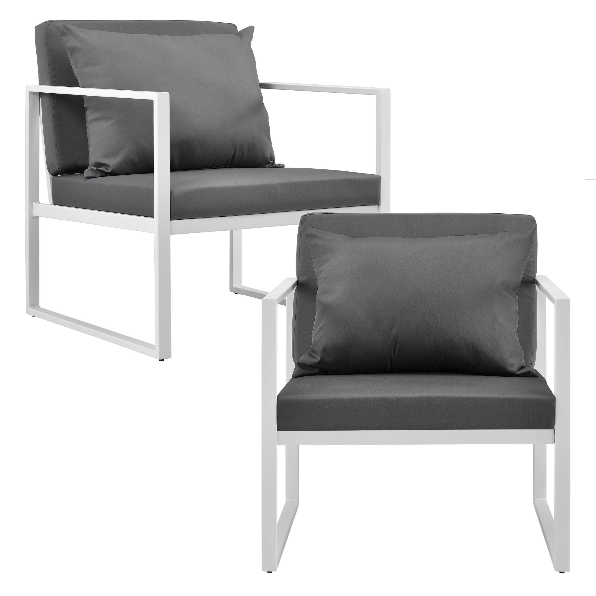GARTENSTUHL-SET 2 TLG. Lerum - Hellgrau/Weiß, Textil/Metall (60/70/60cm) - casa.pro